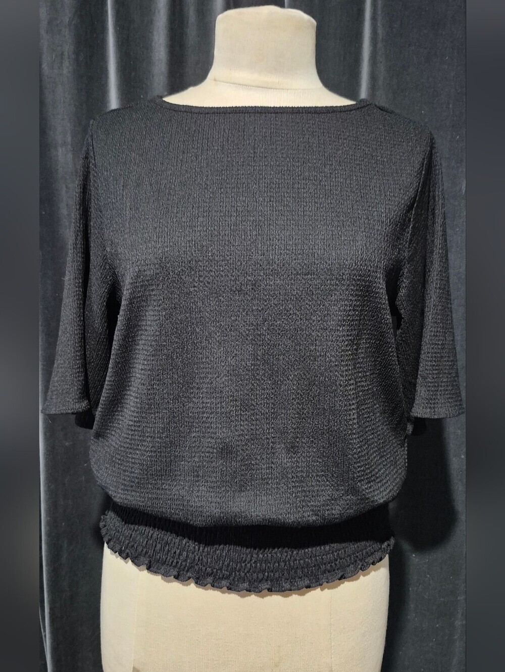 MICHAEL Michael Kors Black Textured Short Sleeve Top (Box A)